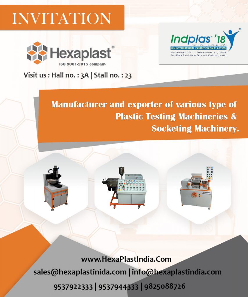 An invitation to visit Hexaplast stall at International Exhibition on Plastics