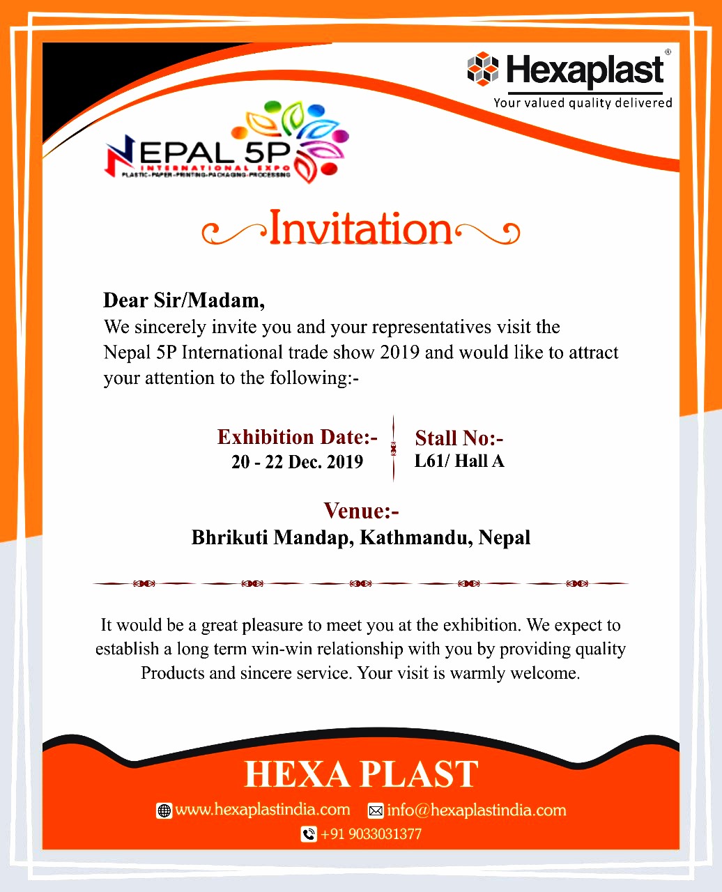 nepal expo enail invitation